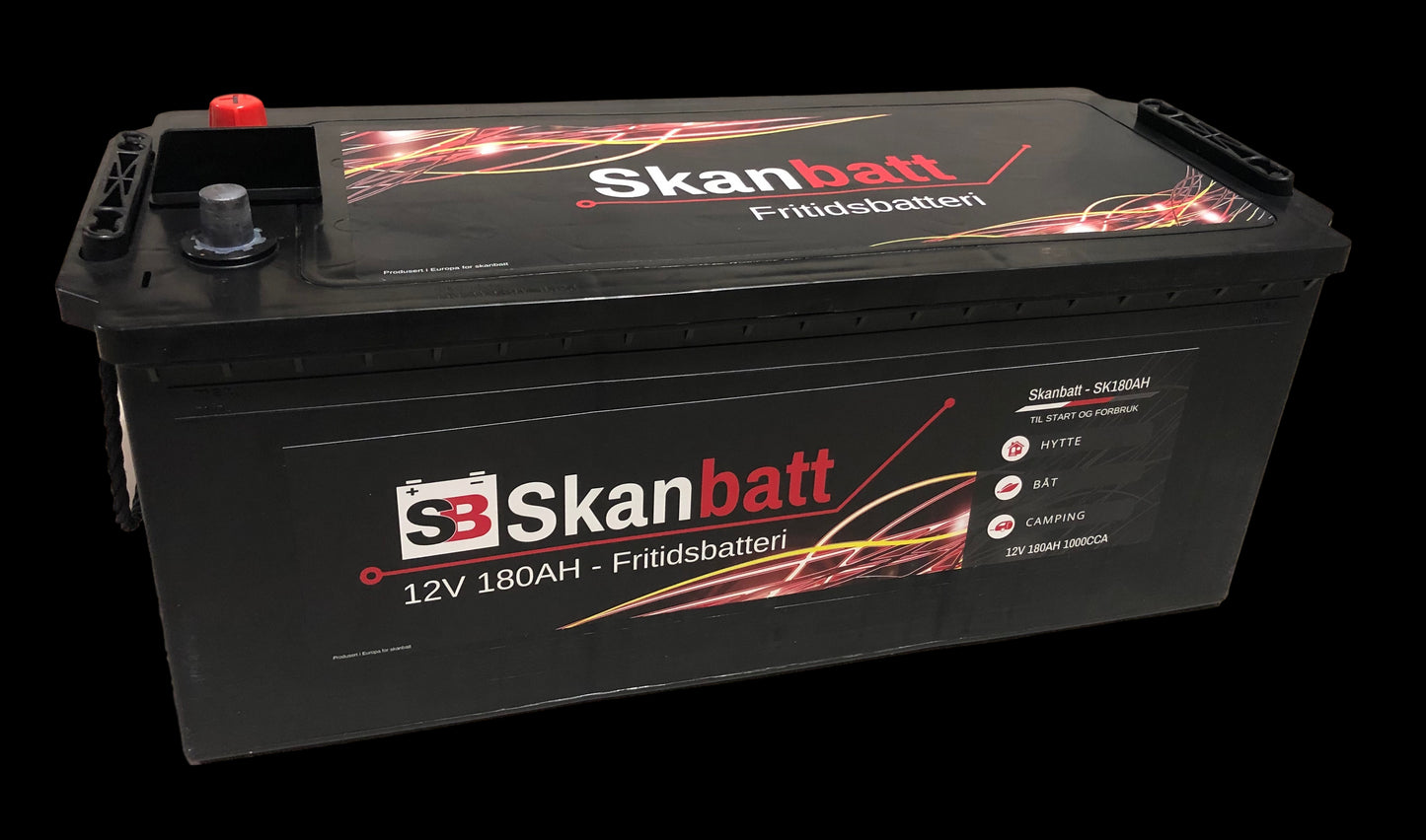 SKANBATT Fritidsbatteri 12V 180AH 1000CCA (513x223x203/223mm) +venstre