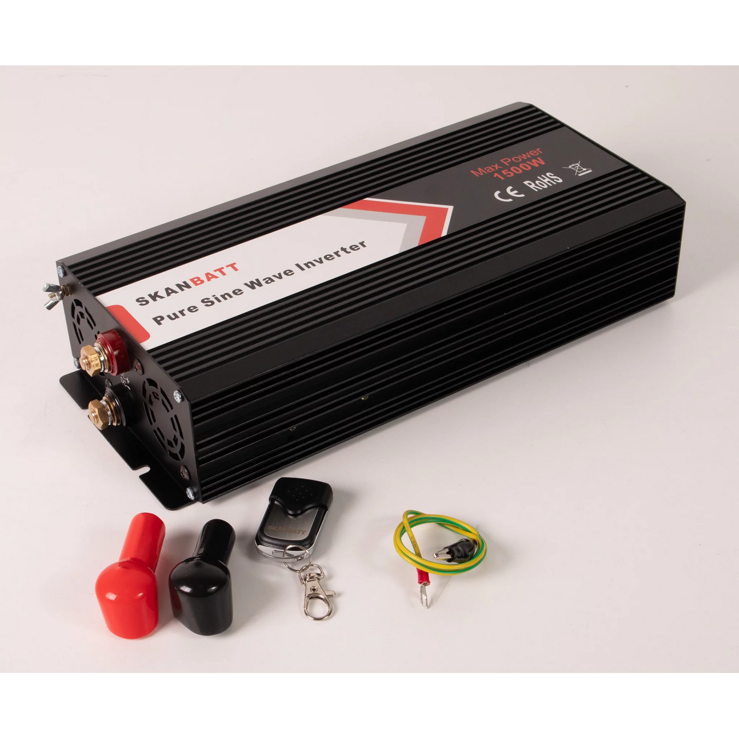Skanbatt Inverter 12V 1500W Ren Sinus M/Trådløs Fjernkontroll 342x157x70mm