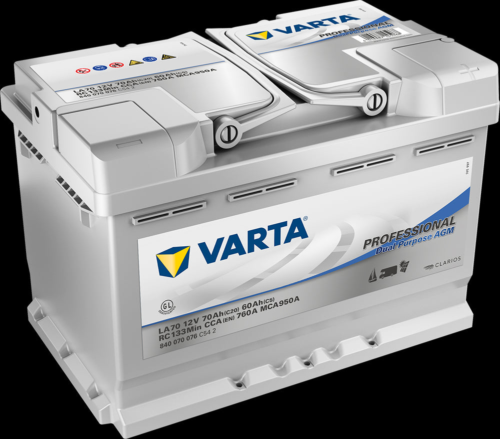 Varta Fritidsbatteri Agm Batteri 12V 70Ah 760Cca (278X175X190/190Mm) +Høyre La70