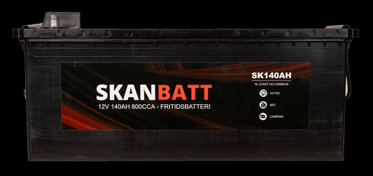 Skanbatt Fritidsbatteri 12V 140Ah 800Cca (513X189X203/223Mm) +Venstre