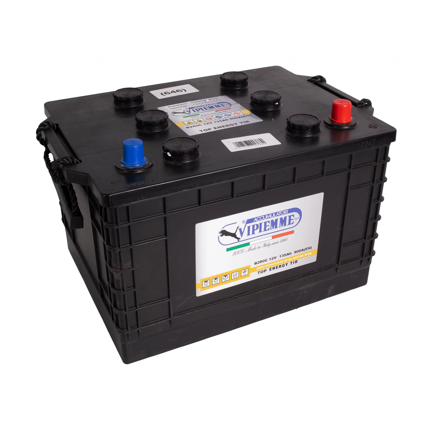 Vipiemme Promotive Black Batteri 12V 135AH 680CCA (360x253x220/240mm) +høyre J8 størrelse