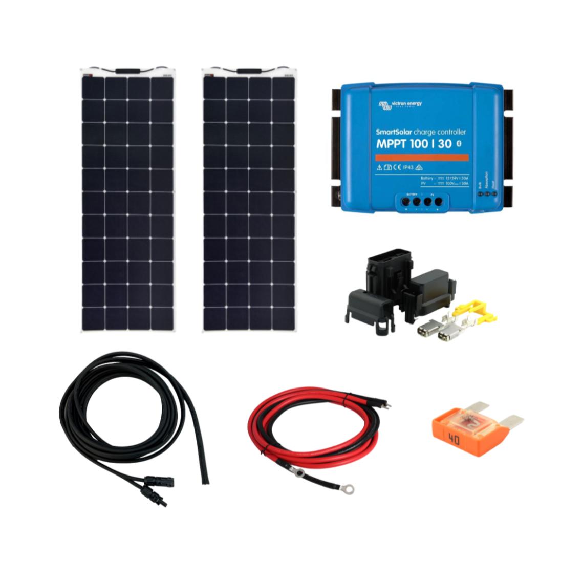 Solcellepakke Båt Medium 320W 135X67 - 2 Stk.160W Fleksible Panel