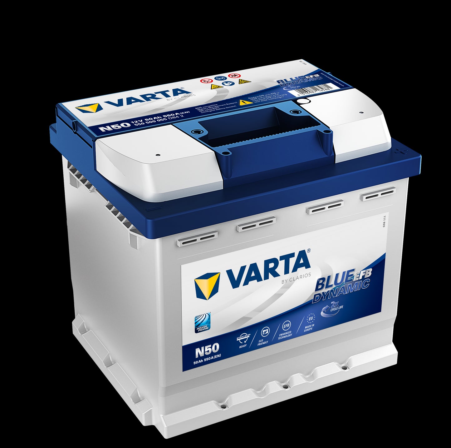 Varta Blue Dynamic Efb Batteri 12V 50Ah 550Cca (207X175X190/190Mm) +Høyre N50