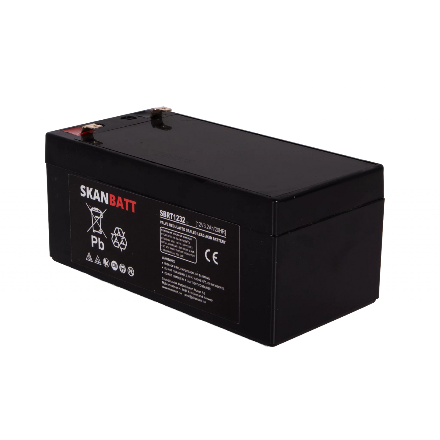 SKANBATT AGM Batteri 12V 3,2AH (134x67x61mm) F1