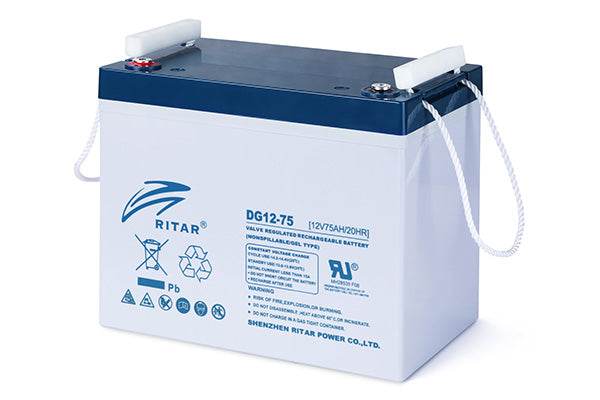 Ritar Gel Deep Cycle Batteri 12V 75Ah (260X169X216Mm) +Venstre