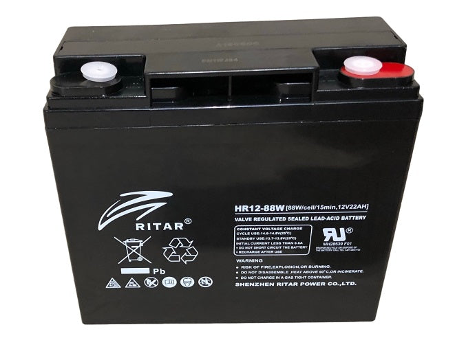 RITAR High Rate AGM Batteri 12V 22AH (181x77x167mm) M5 - Image 1