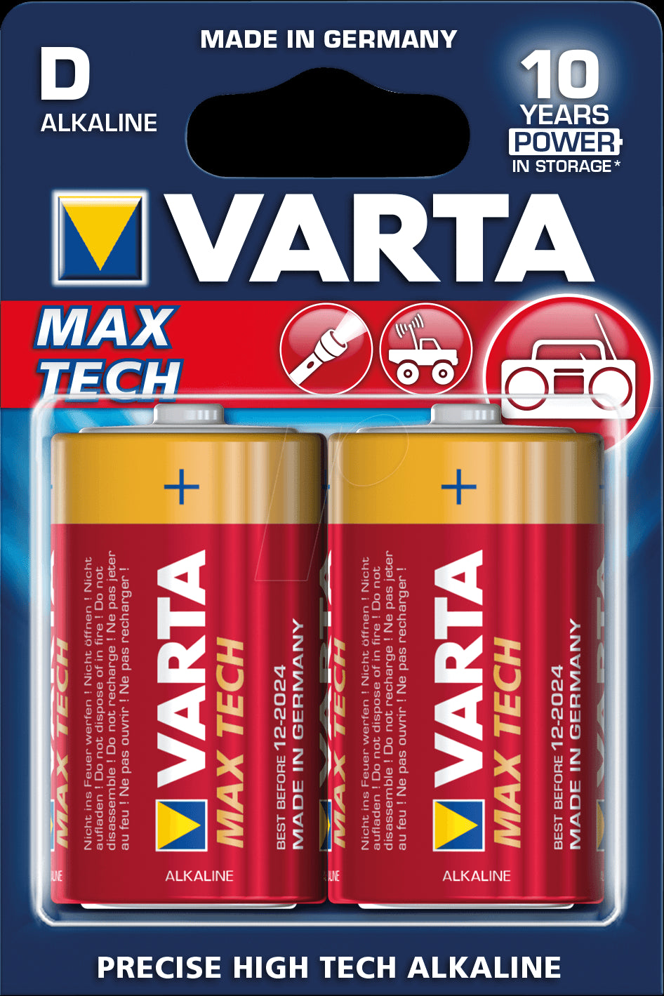 Varta Max Tech D 1,5V 2-Pakning