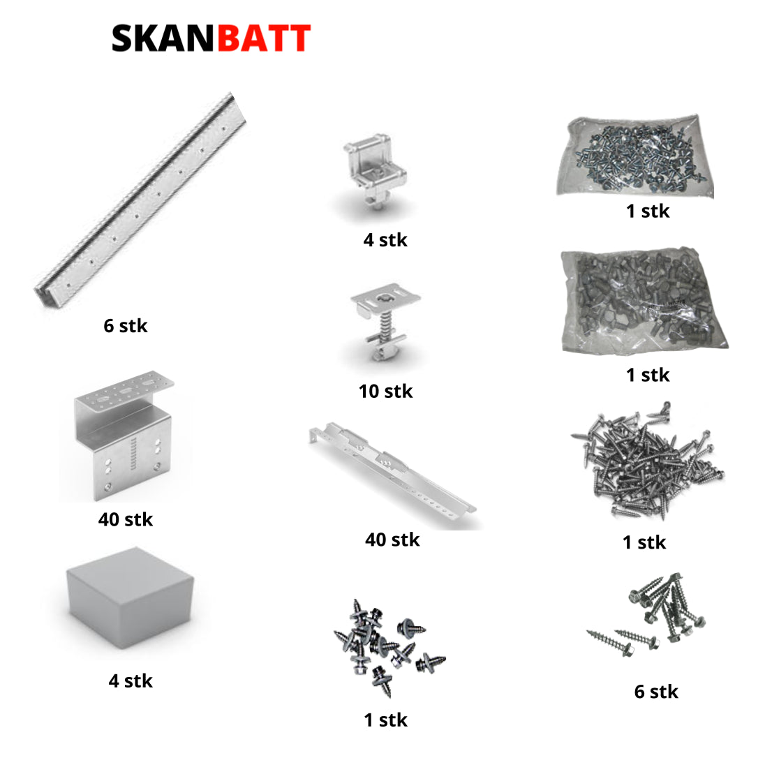 Takfeste for 6 paneler 2000x1000mm til lekteinnfesting - Image 1