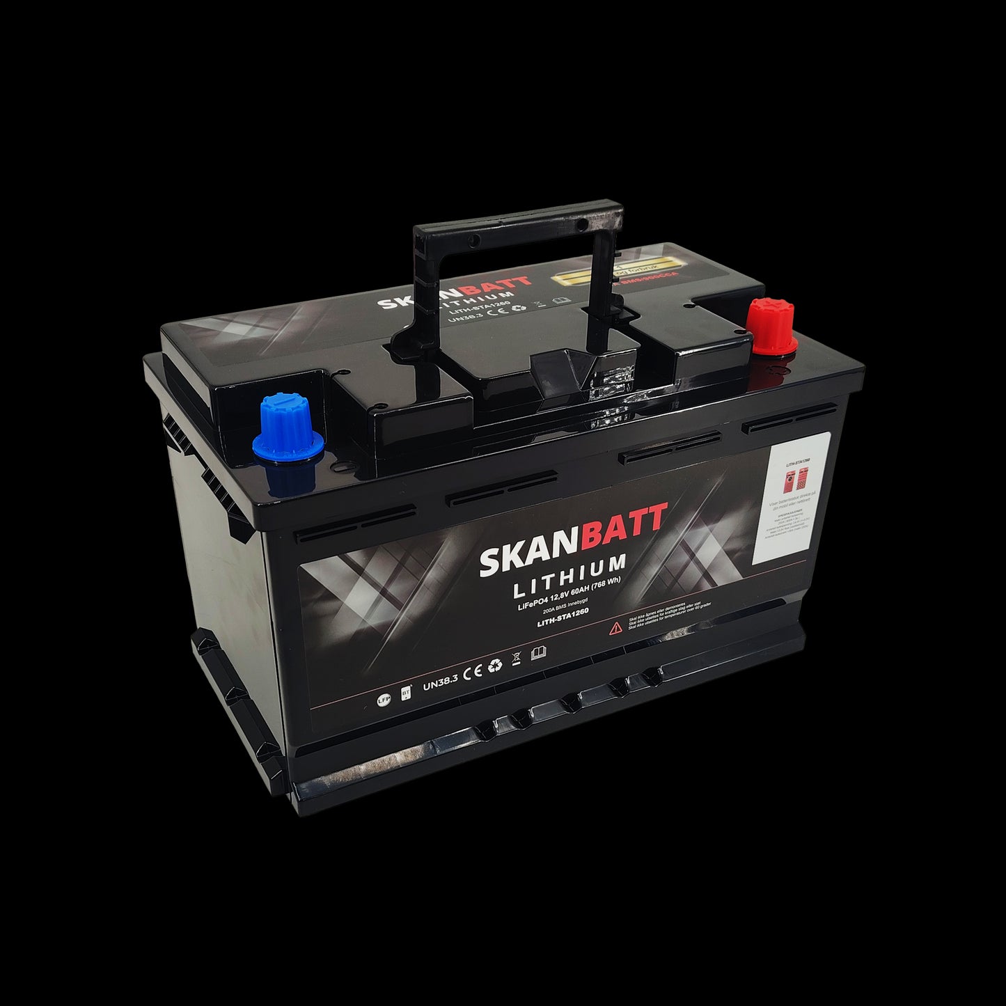 SKANBATT Lithium Start- og forbruksbatteri 12V 60Ah 900CA - Bluetooth - Image 3