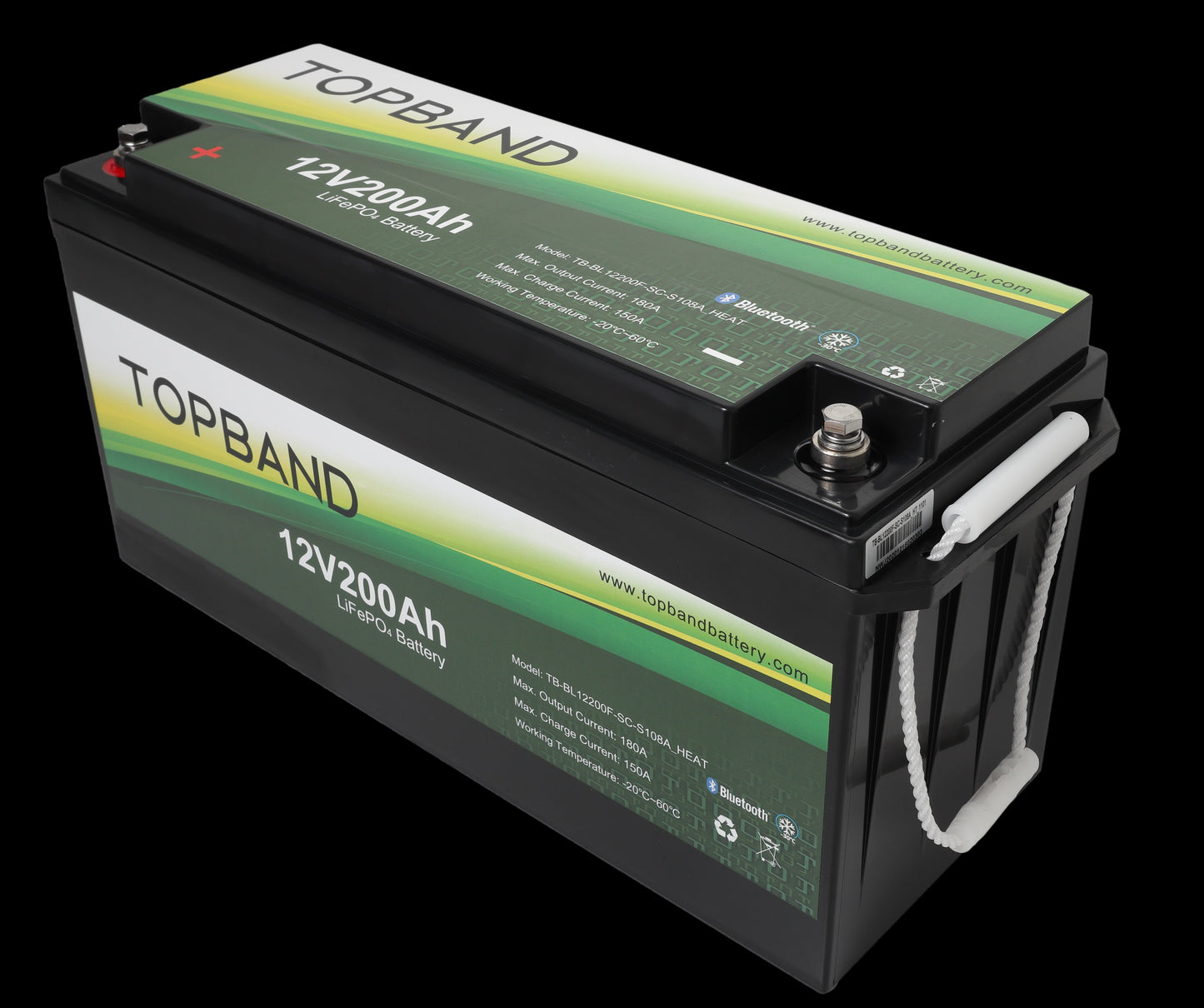 Topband Lithium Heat Pro - 12V 200Ah - 200A Bms - Bluetooth Og Varme (Top-Heat200200Bs)