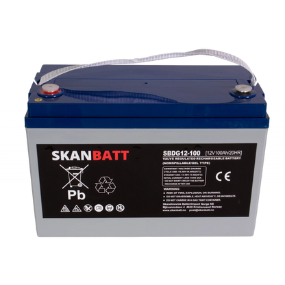 SKANBATT GEL Deep Cycle Batteri 12V 100AH (328x169x222mm) +venstre