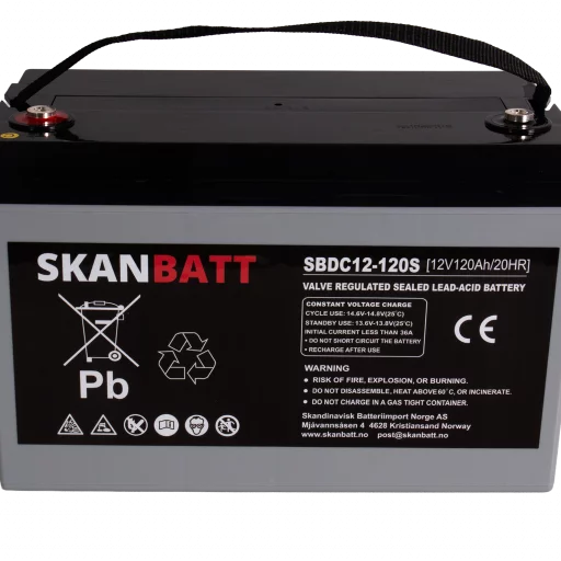 SKANBATT AGM Deep Cycle Batteri 12V 120AH C10 (328x172x222mm) +venstre