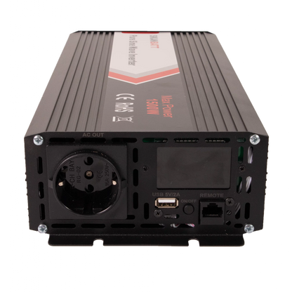 Skanbatt Inverter 12V 1500W Ren Sinus M/Trådløs Fjernkontroll 342x157x70mm