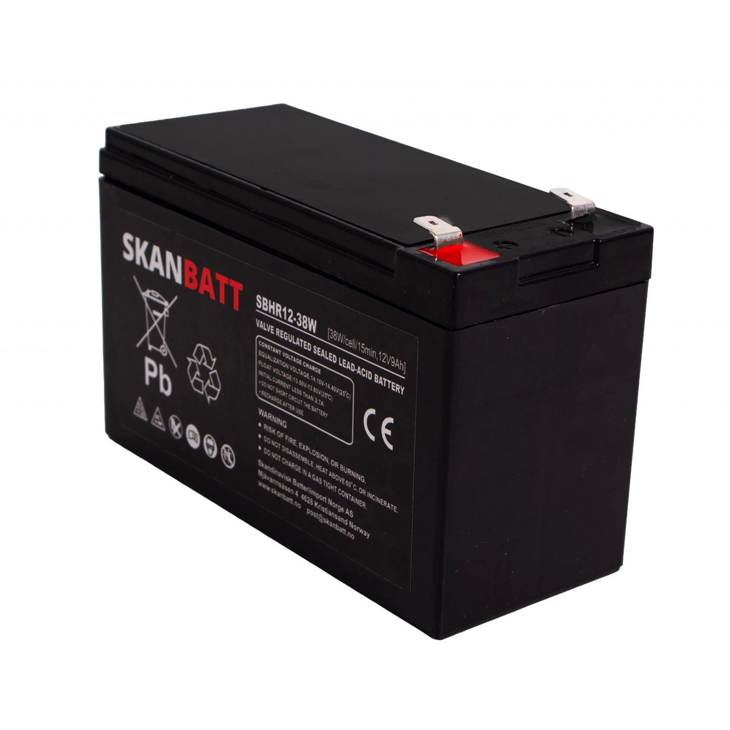 SKANBATT High Rate AGM Batteri 12V 9AH (151x65x93,5mm) F2