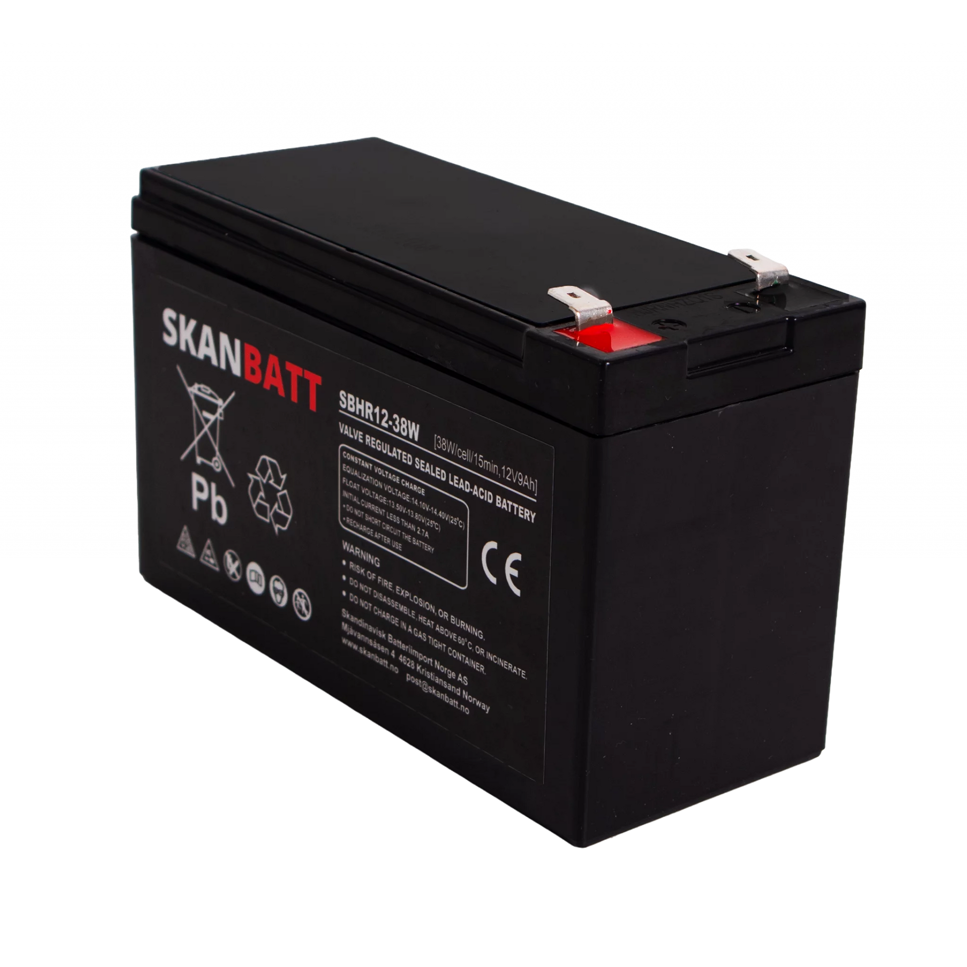 SKANBATT High Rate AGM Batteri 12V 9AH (151x65x93,5mm) F2