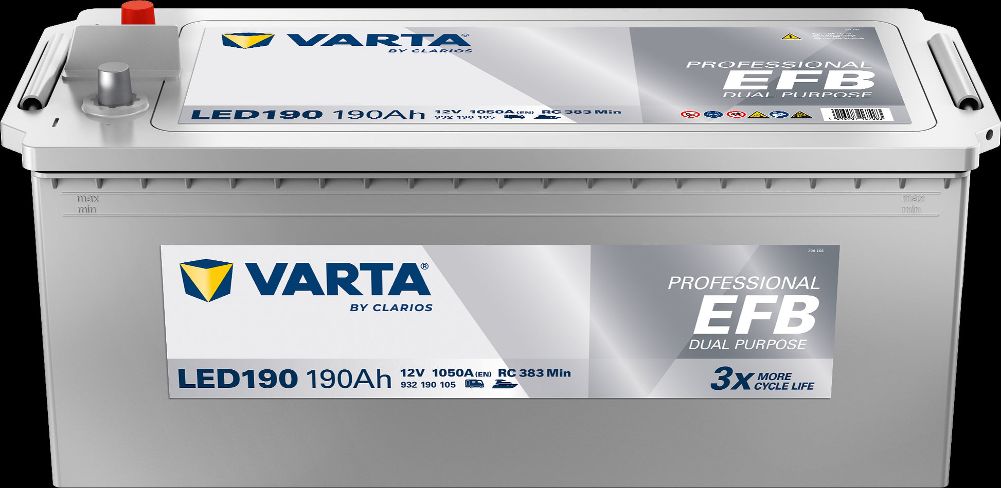 VARTA Fritidsbatteri EFB Batteri 12V 190AH 1050CCA (513x223x190/223mm) +venstre LED190 - Image 1