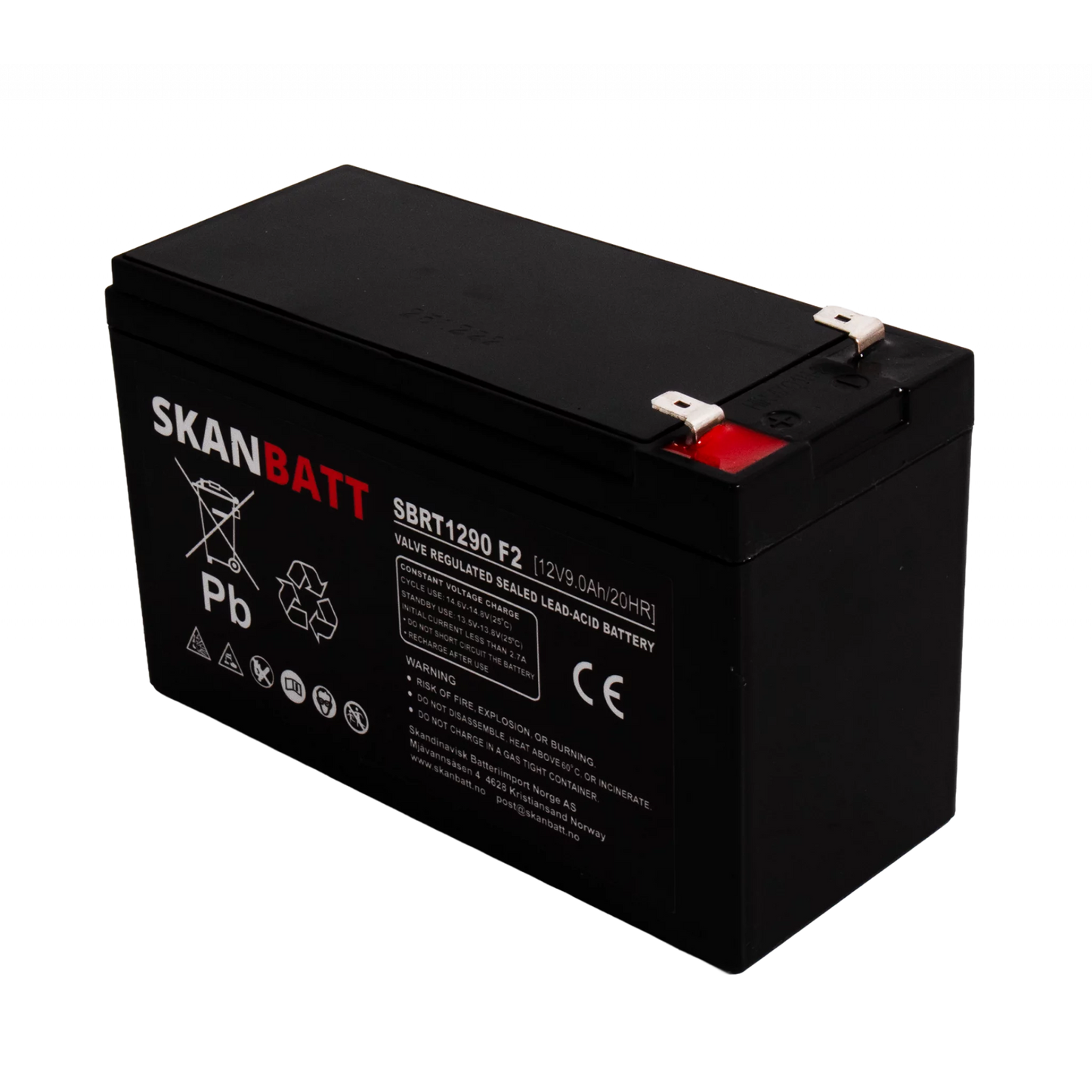 SKANBATT AGM Batteri 12V 9AH (151x65x94mm) F2