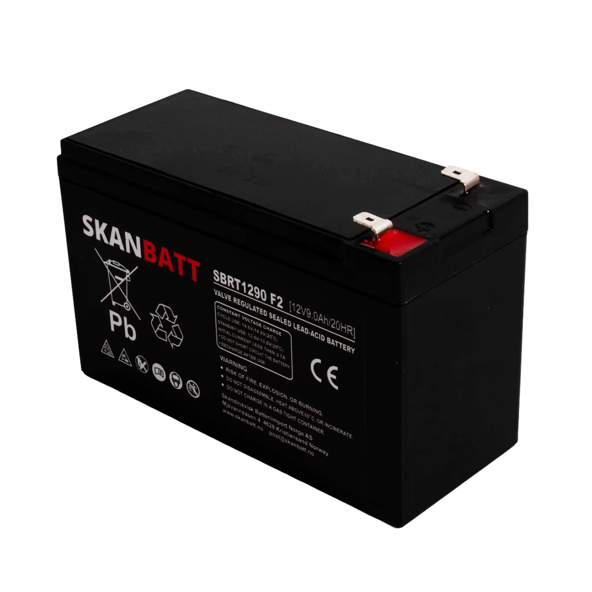 SKANBATT AGM Batteri 12V 9AH (151x65x94mm) F2