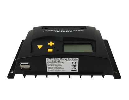Skanbatt Mppt Solcelleregulator 12/24V 20A Med Display shown in angle view