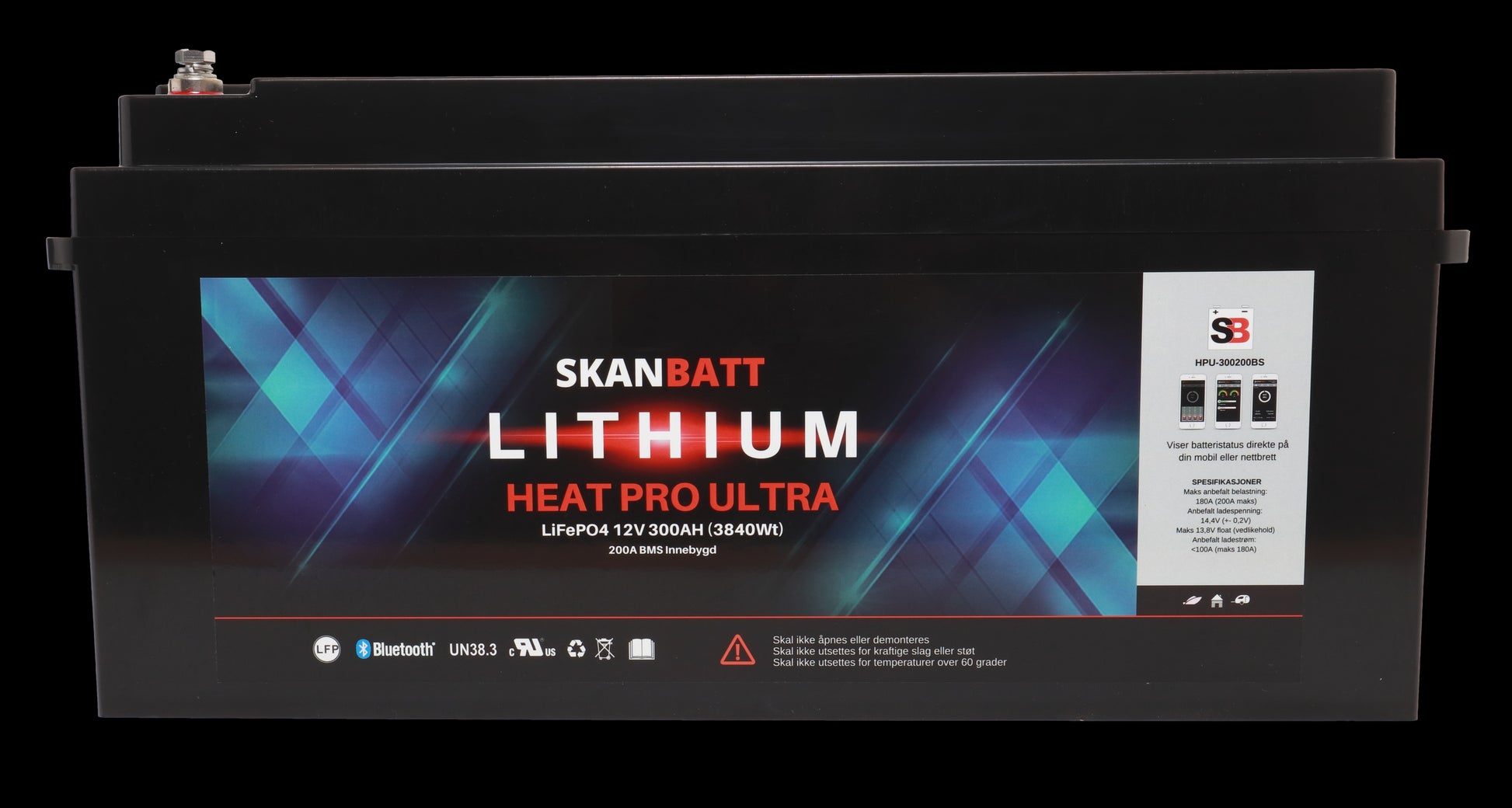 SKANBATT Lithium HEAT PRO Ultra 12V 300AH - CAN Bus - 400A (<3s) - 8 års garanti - Image 4