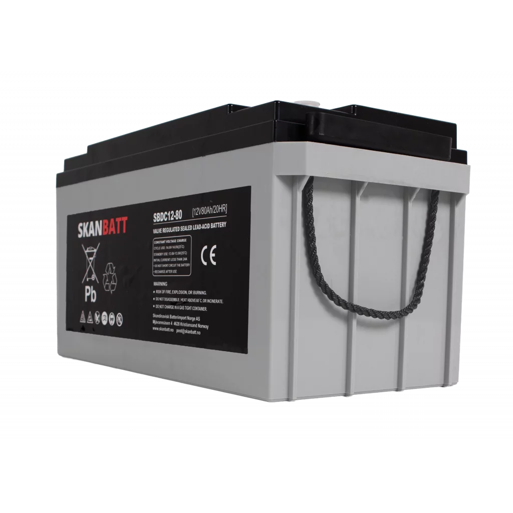 SKANBATT AGM Deep Cycle Batteri 12V 80AH C20 (350x167x182mm) +venstre