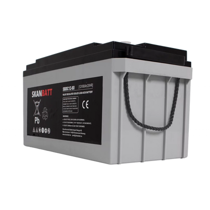 SKANBATT AGM Deep Cycle Batteri 12V 80AH C20 (350x167x182mm) +venstre