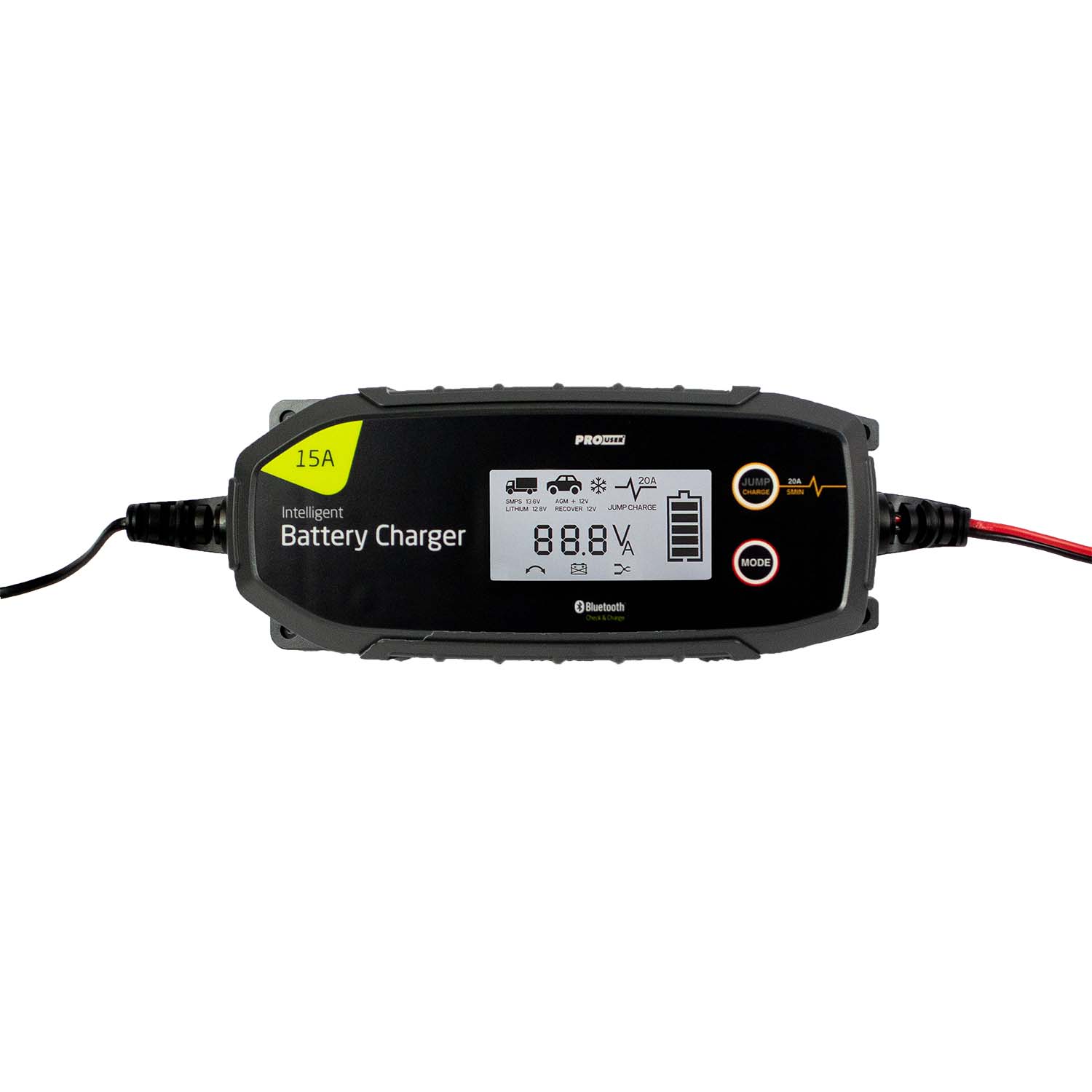 PROUSER Elektronisk Batterilader 12/24V 15A - Bluetooth - Image 1