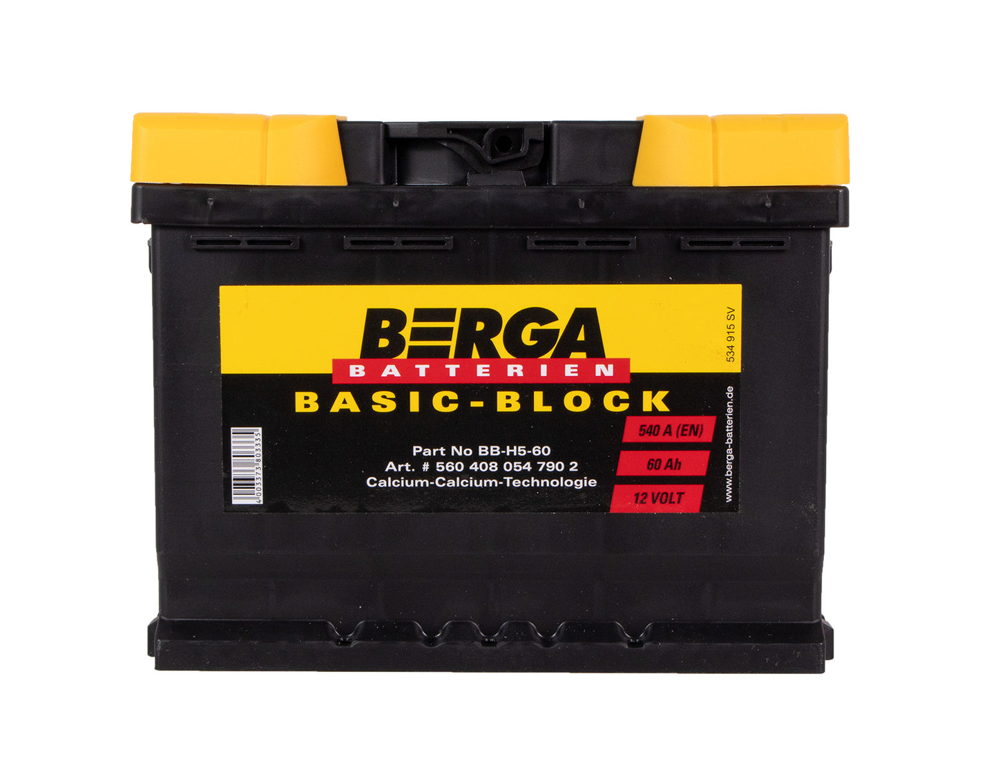 BERGA Basic Block 12V 60AH 540CCA label detail