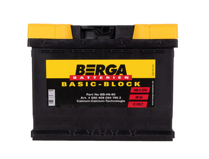 BERGA Basic Block 12V 60AH 540CCA label detail