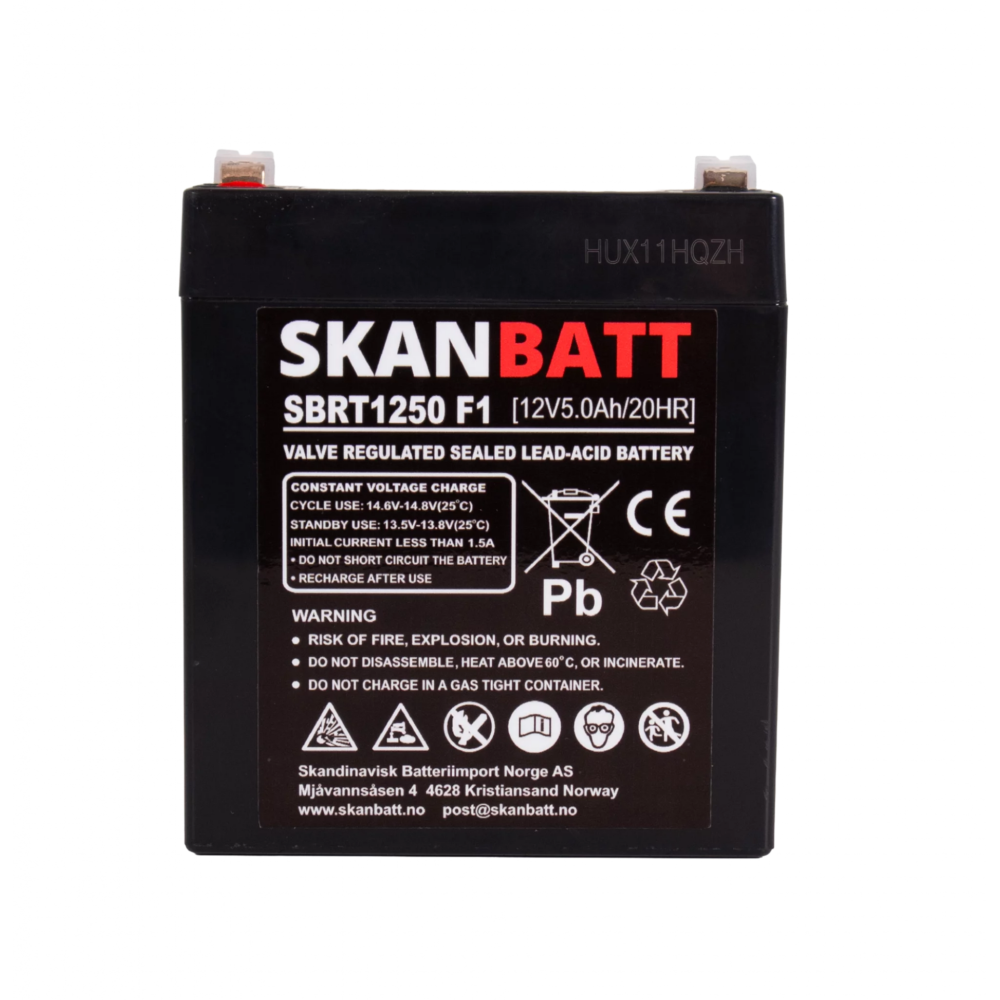 SKANBATT AGM Batteri 12V 5AH (90x70x101mm) F1