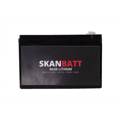 SKANBATT Base Lithium - 12V 12Ah 10A BMS - 151x98x95mm - 3 Års garanti