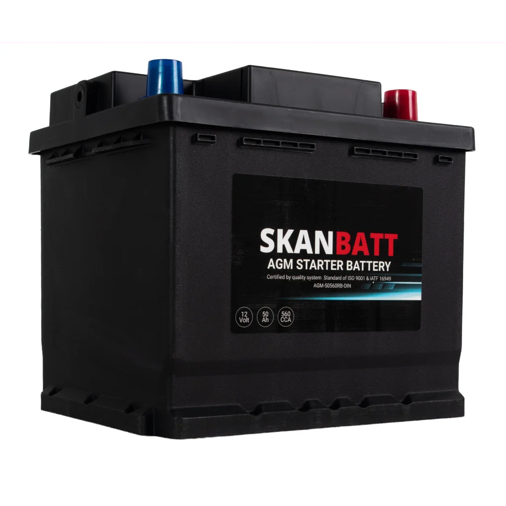 SKANBATT AGM Startbatteri 12V 50AH 560CCA (206x175x190mm) +R