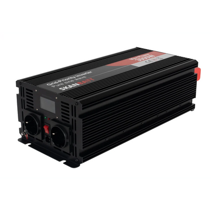 SKANBATT Inverter 12V 3000W Ren Sinus med Nettprioritering, Trådløs Fjernkontroll