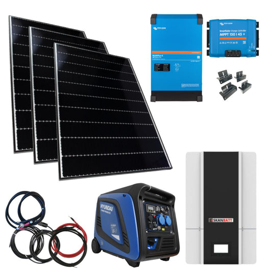 skanbatt-victron-kraftpakke-230v-3000va-1230w-3x410w-solceller-med-lithium-batterier-og-hyundai-3900w-aggregat