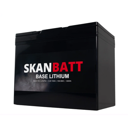 SKANBATT Base Lithium Small - 12V 100Ah 100A BMS - 260x169x211mm - 3 Års garanti