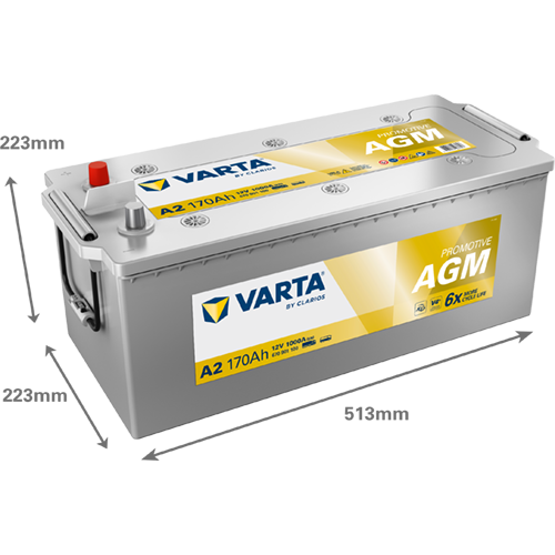 VARTA Promotive AGM Batteri 12V 170AH 1000CCA EN (513x223x223mm) +venstre A2