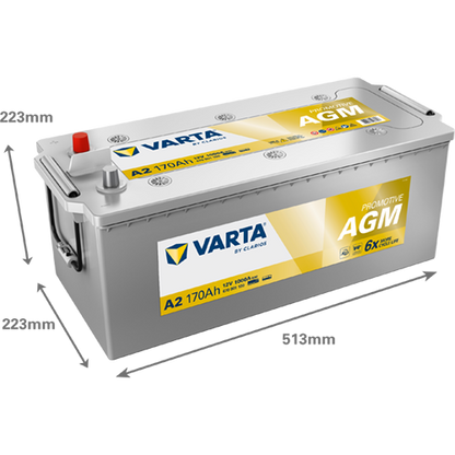 VARTA Promotive AGM Batteri 12V 170AH 1000CCA EN (513x223x223mm) +venstre A2