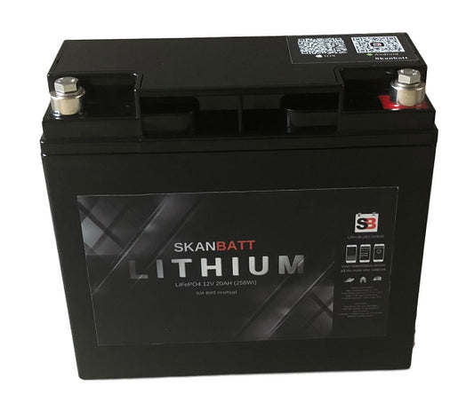 SKANBATT Bluetooth Lithium Batteri 12V 20AH 30A BMS - Image 1