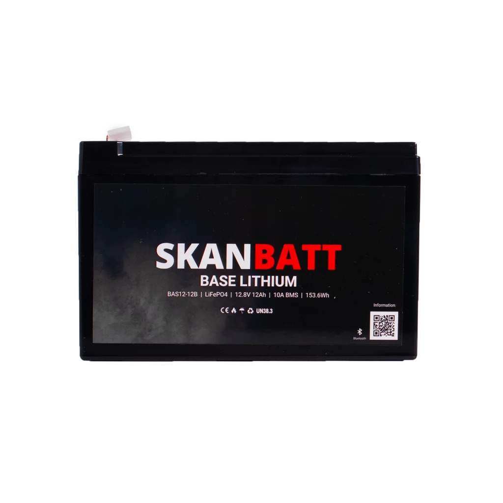 Produktbilde 2 av SKANBATT Base Lithium - 12V 12Ah 10A BMS - 151x98x96mm - Bluetooth - 3 Års garanti