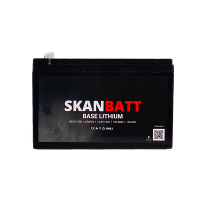 Produktbilde 2 av SKANBATT Base Lithium - 12V 12Ah 10A BMS - 151x98x96mm - Bluetooth - 3 Års garanti