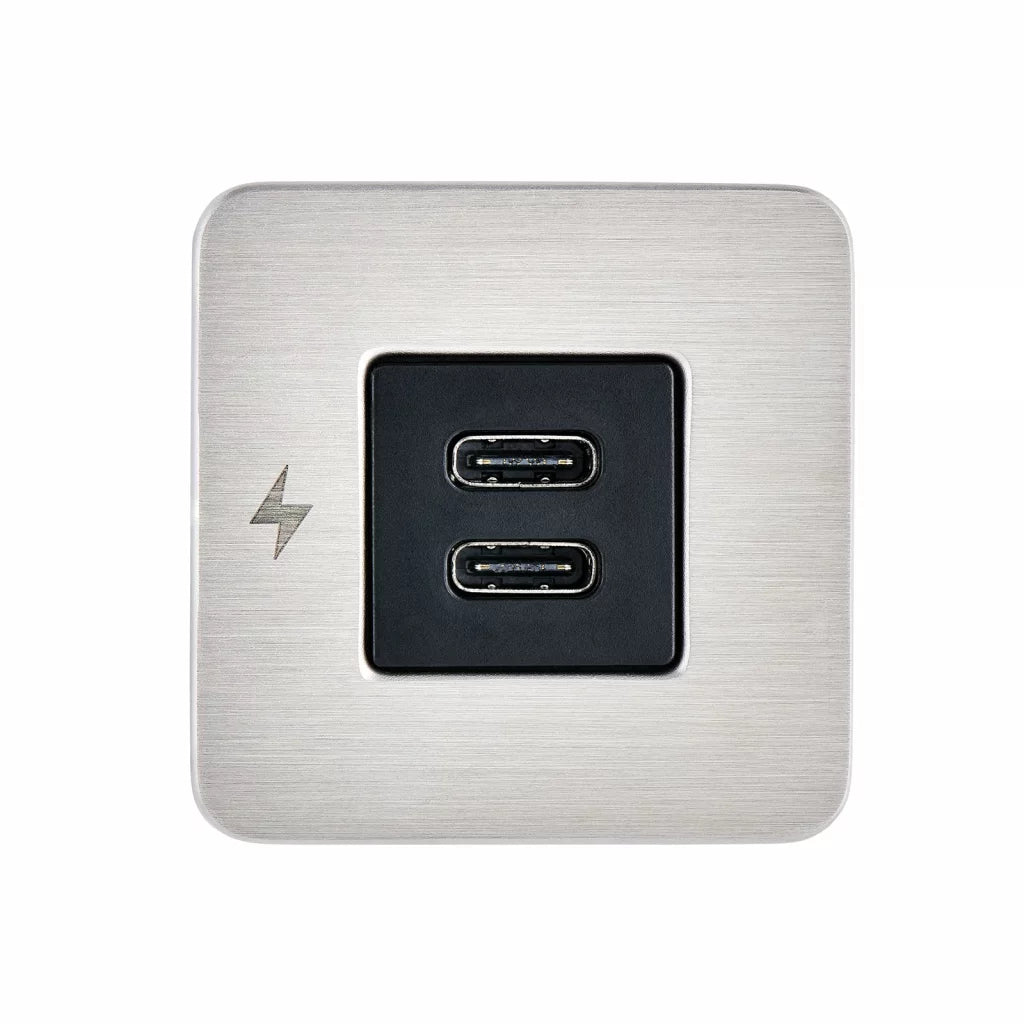 Scanstrut Tile Dual USB-C 12V/24V Børstet Stål shown in product view