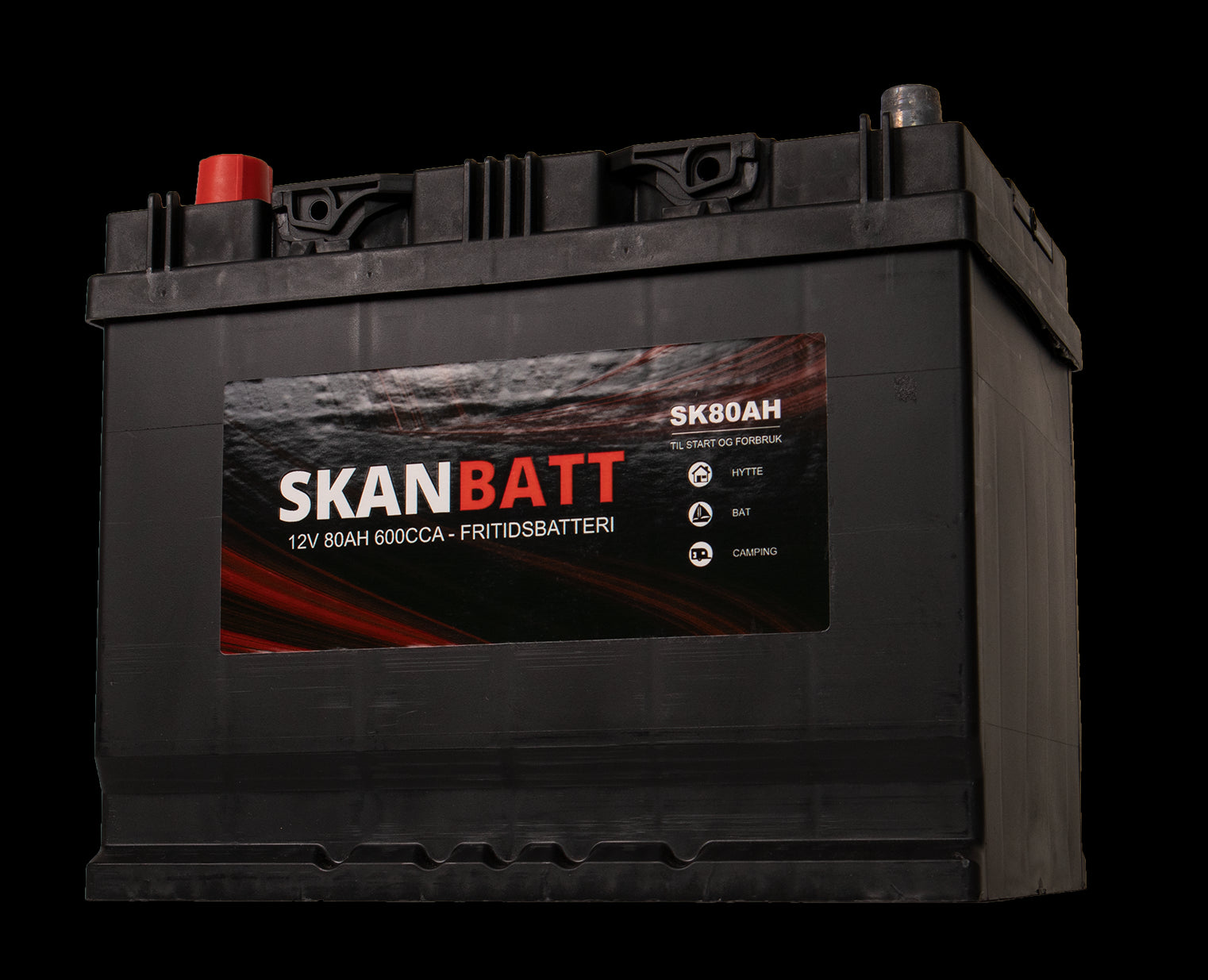 SKANBATT Fritidsbatteri 12V 80AH 600CCA (256x174x205/225mm) +venstre - Image 3