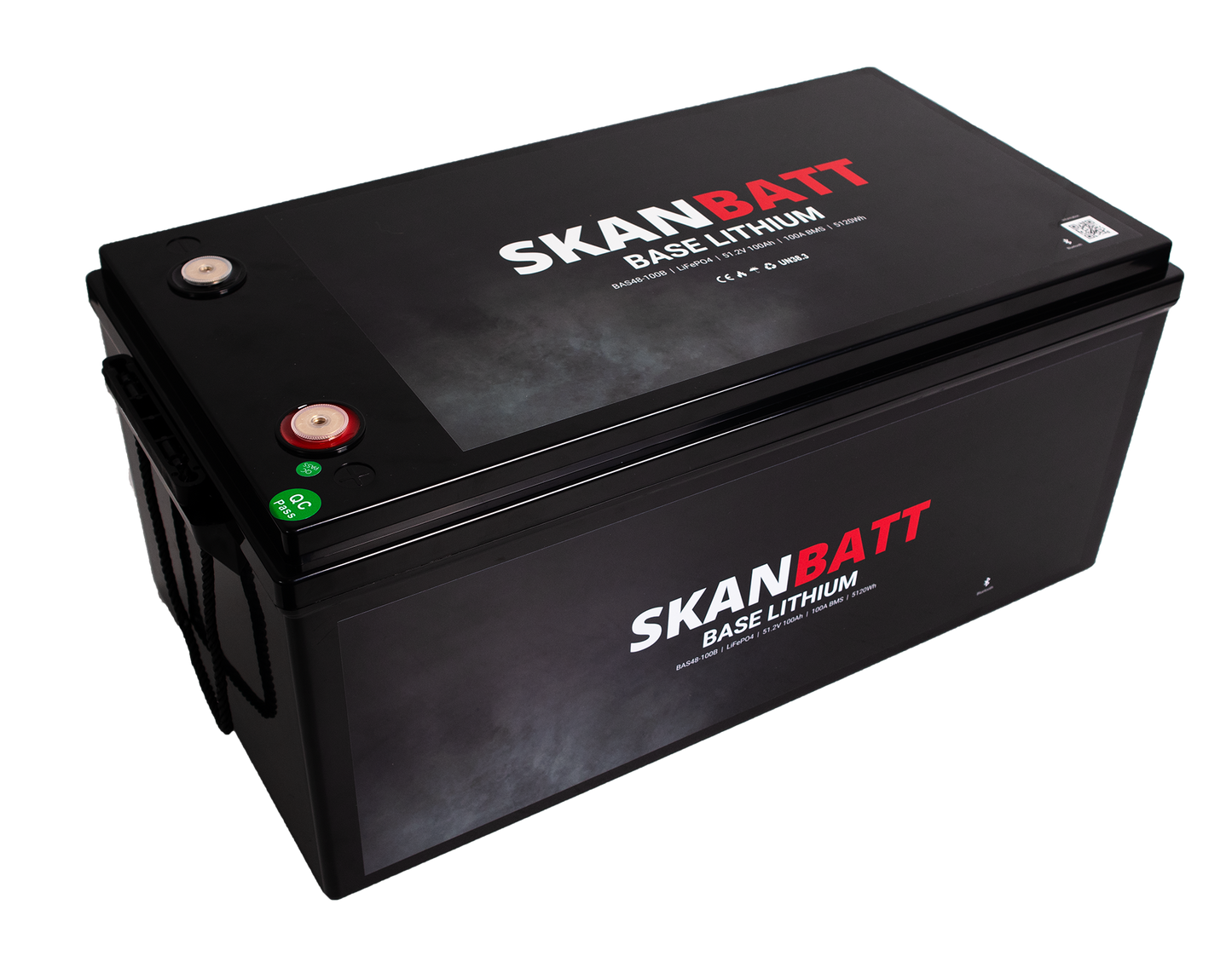 SKANBATT Base Lithium Batteri - 48V 100AH 100A BMS - 522x268x218mm - Bluetooth - 3 Års garanti