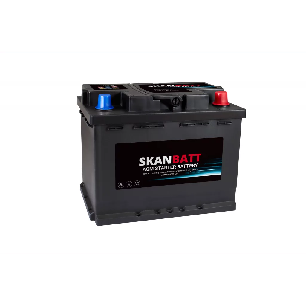 SKANBATT AGM Startbatteri 12V 60AH 640CCA +R shown in product view