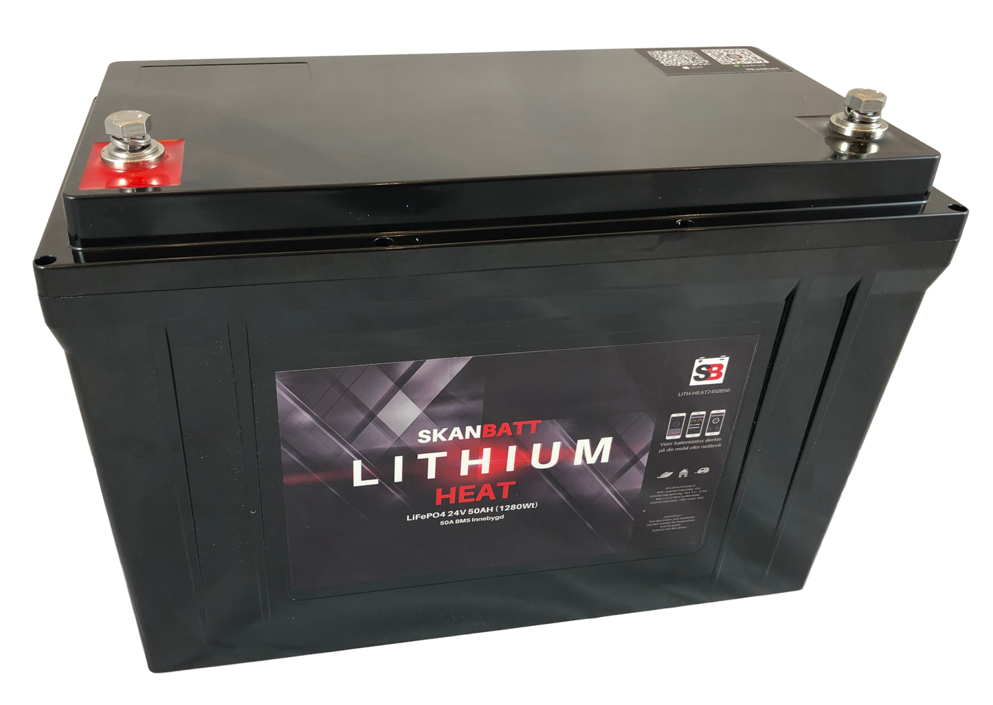 SKANBATT HEAT Lithium Batteri 24V 50AH 50BMS - BLUETOOTH och VÄRME