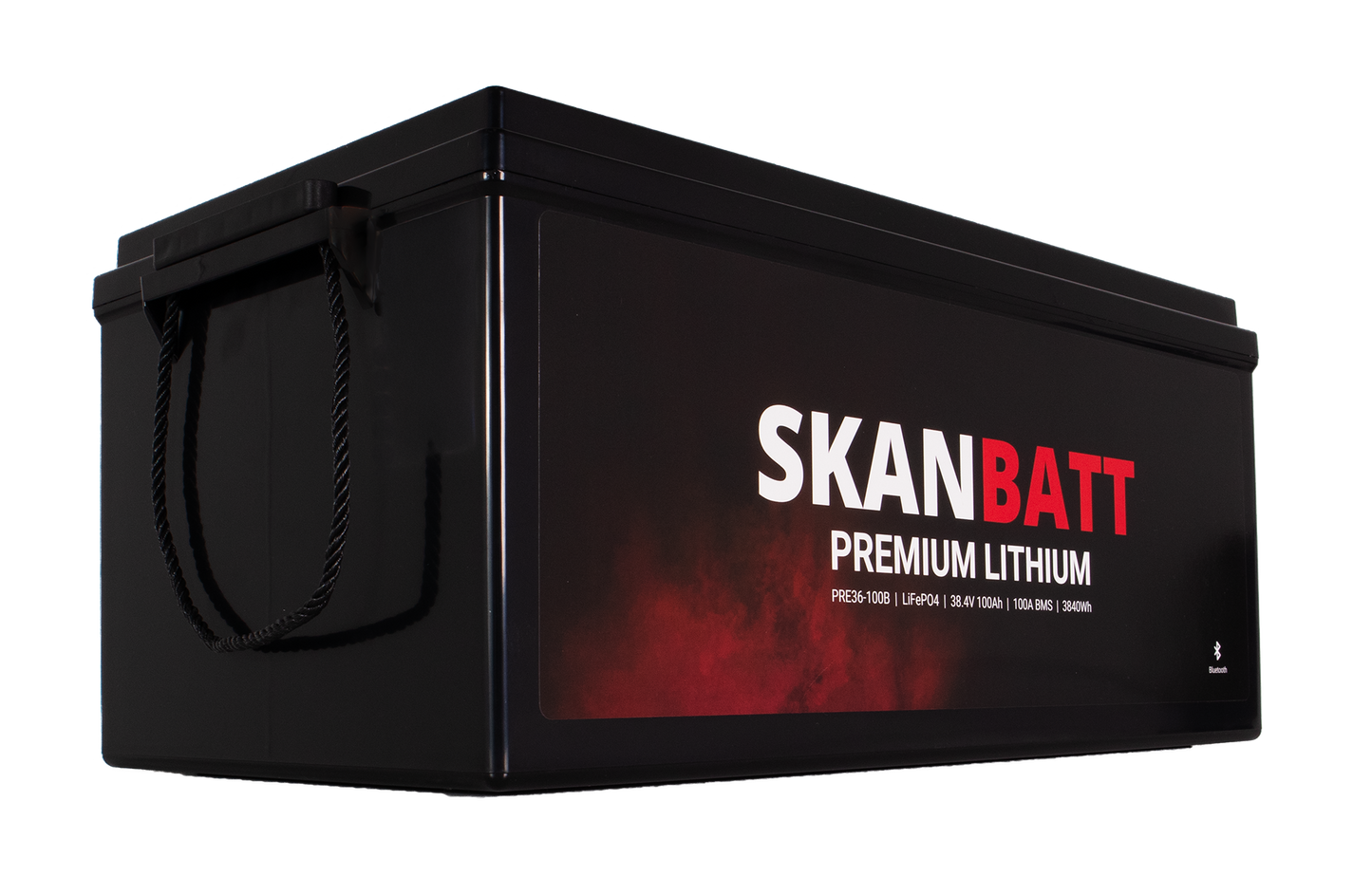 SKANBATT Premium Lithium - 36V 100Ah 100A BMS - 522x268x218mm - Bluetooth - 8 Års garanti