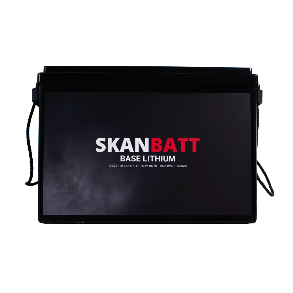 SKANBATT Base Lithium - 24V 100Ah 100A BMS - 385x190x245mm - 3 Års garanti