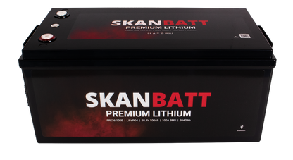 SKANBATT Premium Lithium - 36V 100Ah 100A BMS - 522x268x218mm - Bluetooth - 8 Års garanti