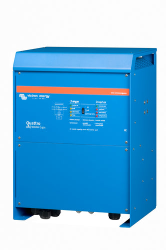 Victron Quattro 48/10000/140-100 Kombinert Batterilader Og Inverter shown in angle view