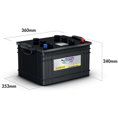 Vipiemme Promotive Black Batteri 12V 135AH 680CCA (360x253x220/240mm) +høyre J8 størrelse
